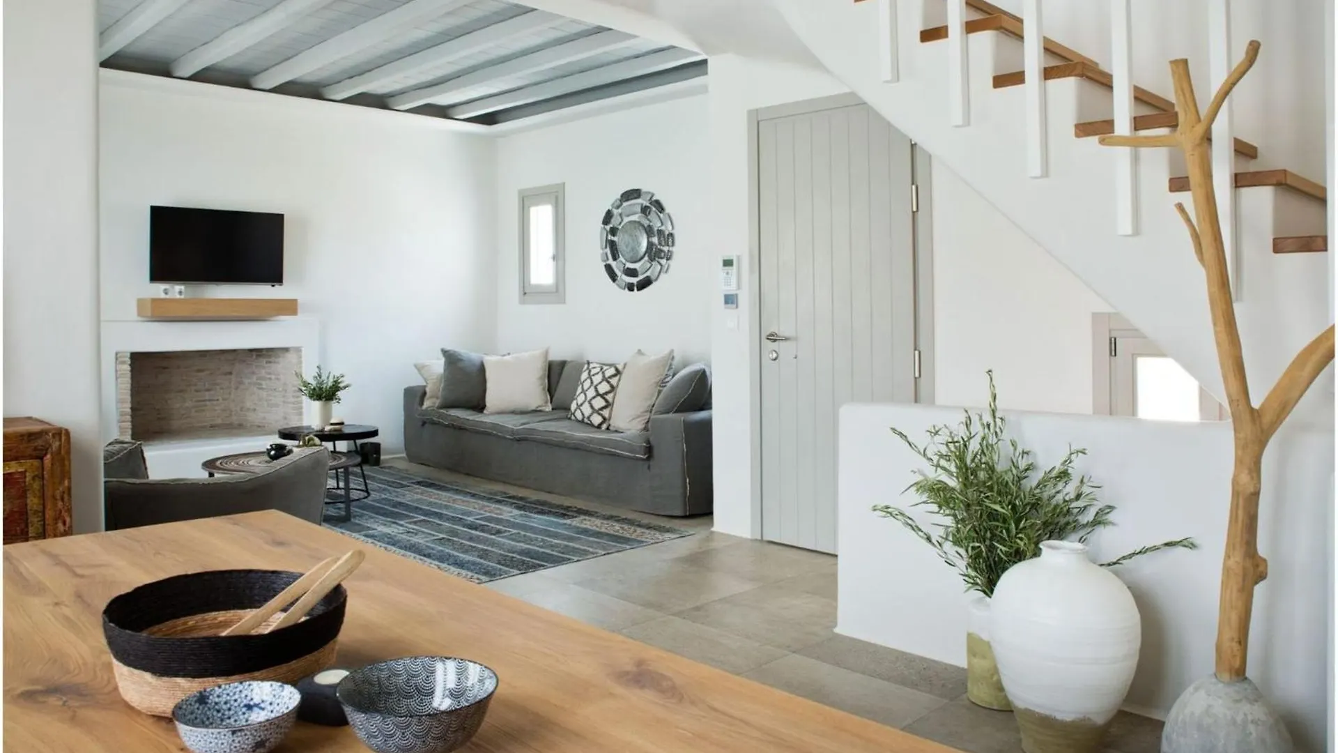 Elegant Mykonos Villa Villa White Satin Private Gym 4 Bedrooms Sea View 图罗斯